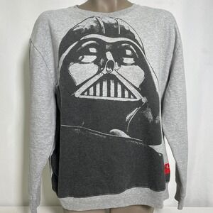 Star Wars Darth Vader Mask Heather Gray Fleece Sweatshirt Women's LARGE
